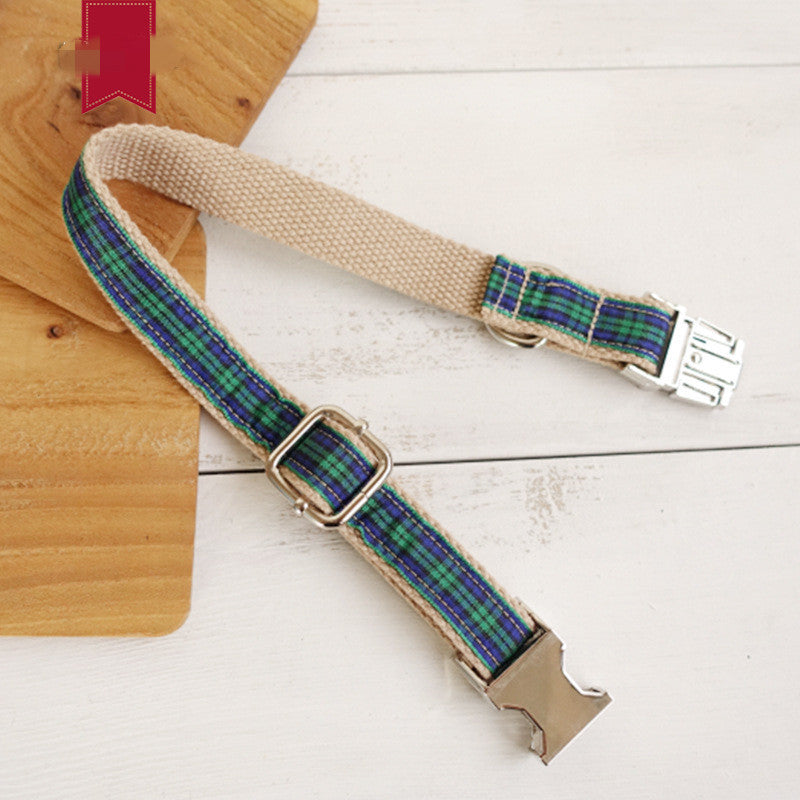 Metal Collar Plaid Dog Collar