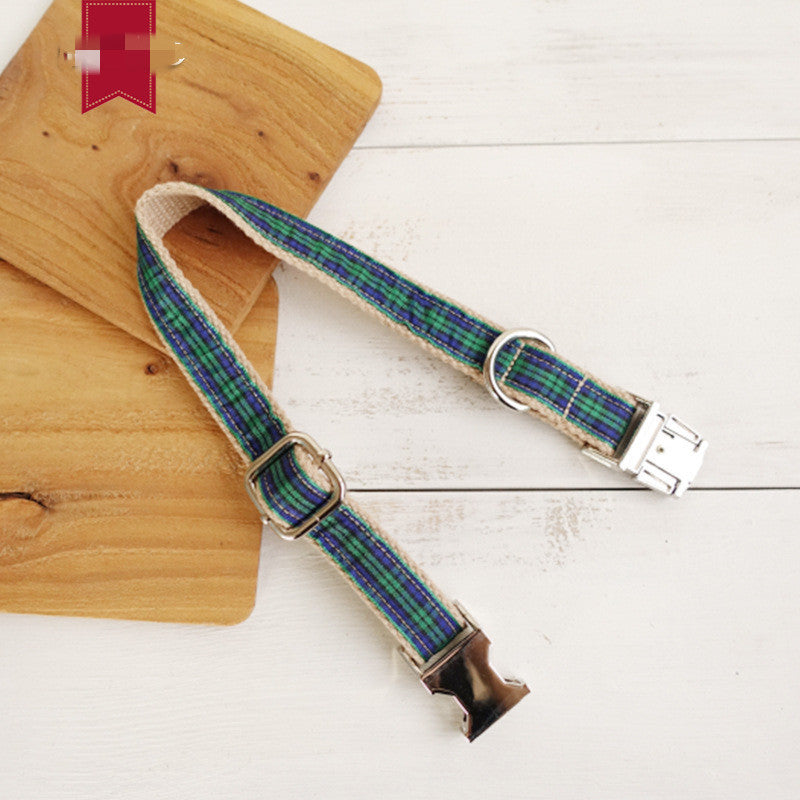 Metal Collar Plaid Dog Collar