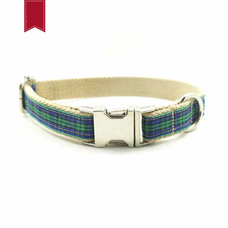 Metal Collar Plaid Dog Collar