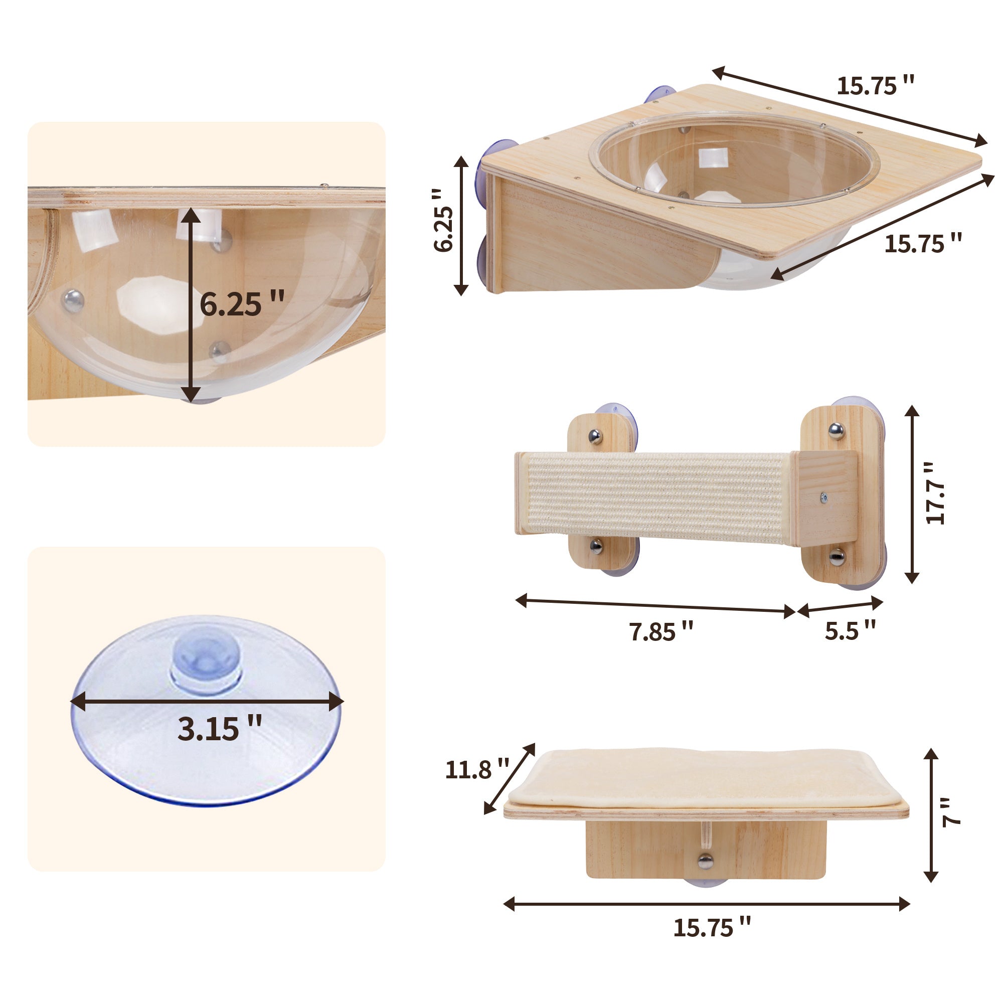 3 Pieces Of Cat Wall Furniture With Capsule Bed